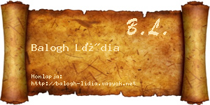 Balogh Lídia névjegykártya